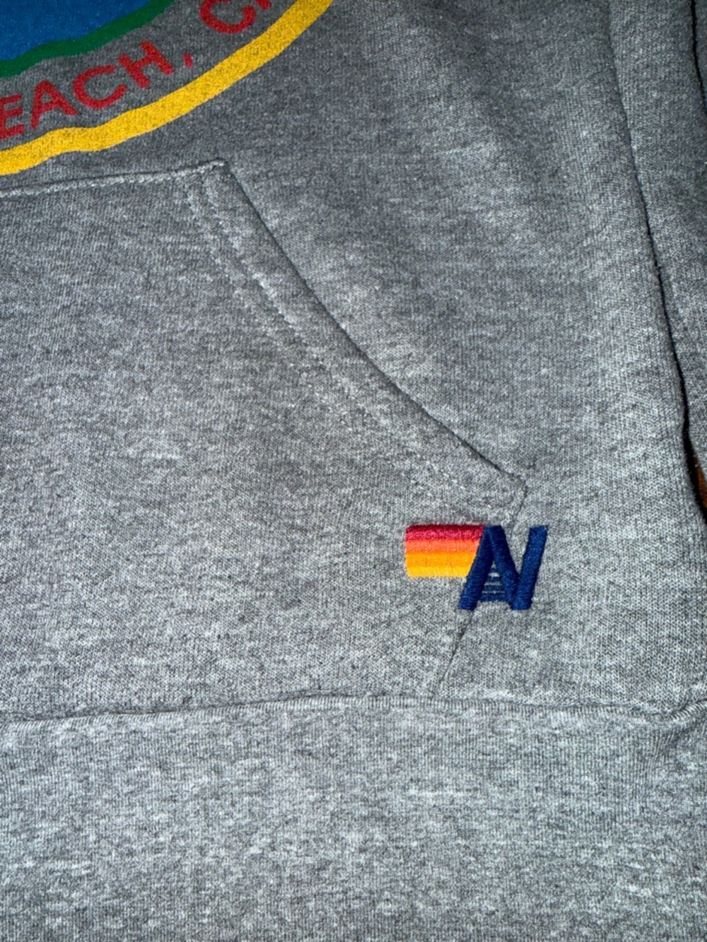 Aviator Nation Laguna Grey Hoodie with Rainbow Surf Logo XS - Picture 3 of 7